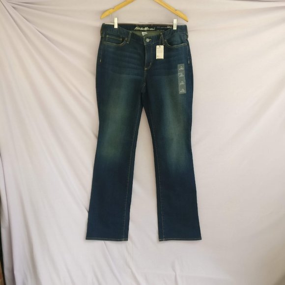 EDDIE BAUER CURVY BOOTCUT JEANS in BROOK WASH w14L +MEASUREMENTS NeW - Picture 1 of 10